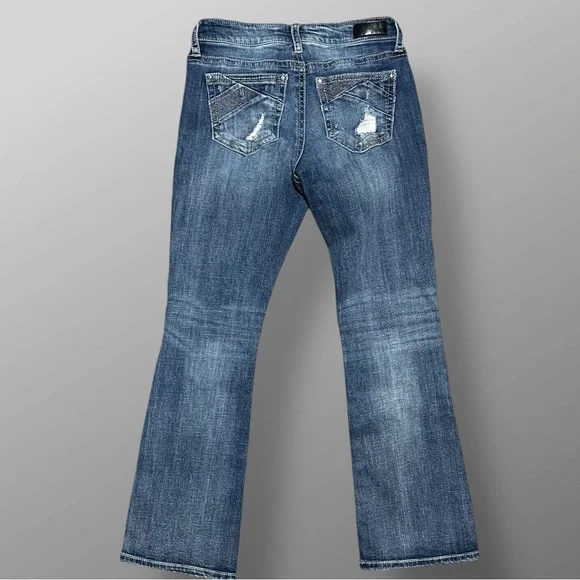 Daytrip Virgo Bootcut Jeans Womens 27R Dark Wash Stretch Buckle Denim Y2K - Picture 5 of 9